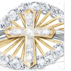 Stylish Gold color Cross Ring.
